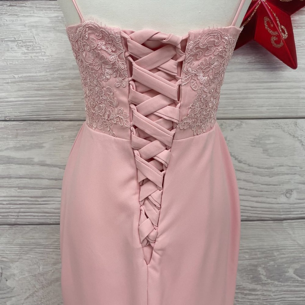 Long Bridesmaid Formal Mermaid Peach Graduation Spaghetti Strap Gown Dress,US2;6 - Picture 8 of 13